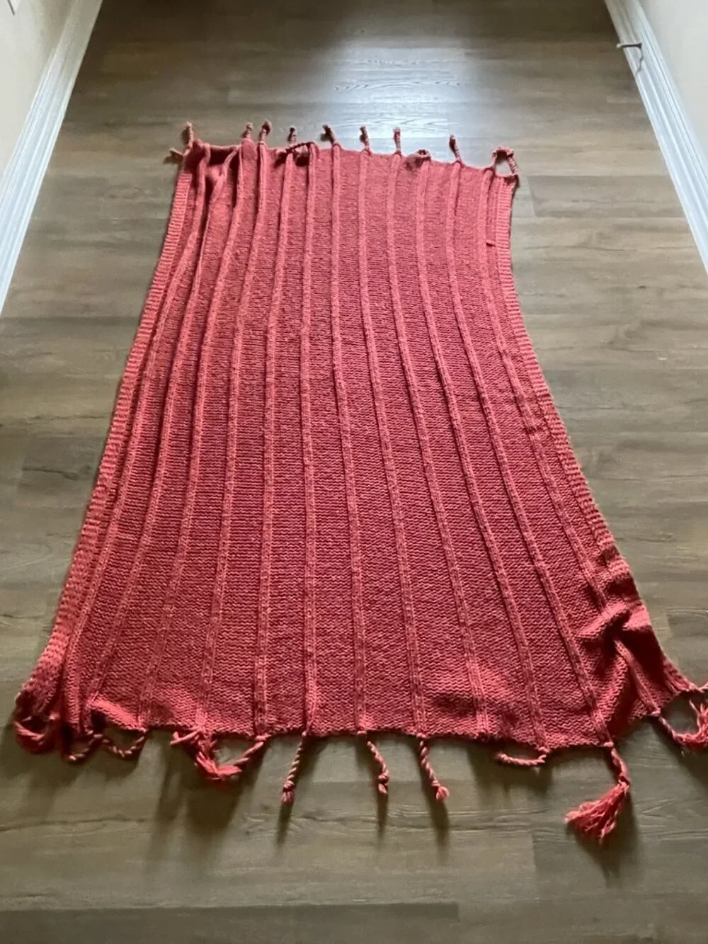 Potterybarn Burnt Orange Cable Knit Throw Blanket 45